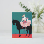 Circus Performer met een zwart paard Briefkaart (Staand voorkant)