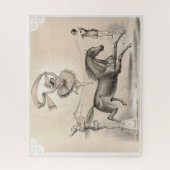 Circus performer springen over een groot lint legpuzzel (Verticaal)