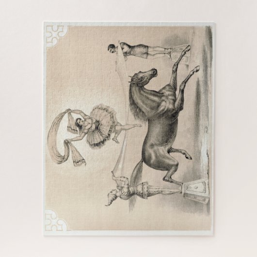 Circus performer springen over een groot lint legpuzzel (Verticaal)
