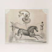 Circus performer springen over een groot lint legpuzzel (Horizontaal)