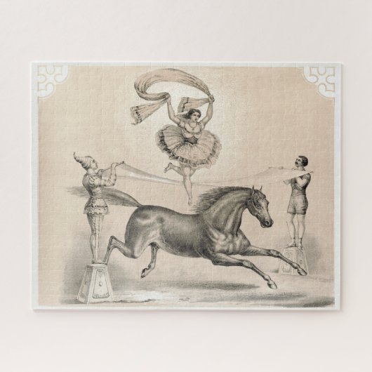 Circus performer springen over een groot lint legpuzzel (Horizontaal)