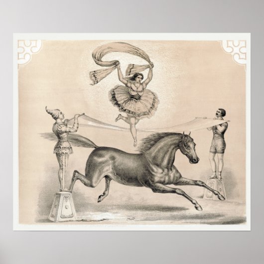 Circus performer springen over een groot lint poster (Voorkant)