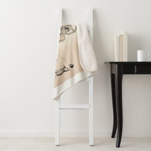 Circus performer springen over een groot lint sherpa deken (In situ)