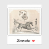 Circus performer springen over een groot lint sticker (Vel)