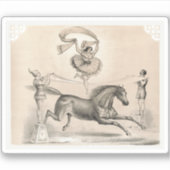 Circus performer springen over een groot lint sticker (Voorkant)