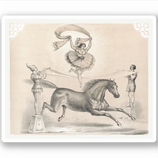 Circus performer springen over een groot lint sticker (Voorkant)