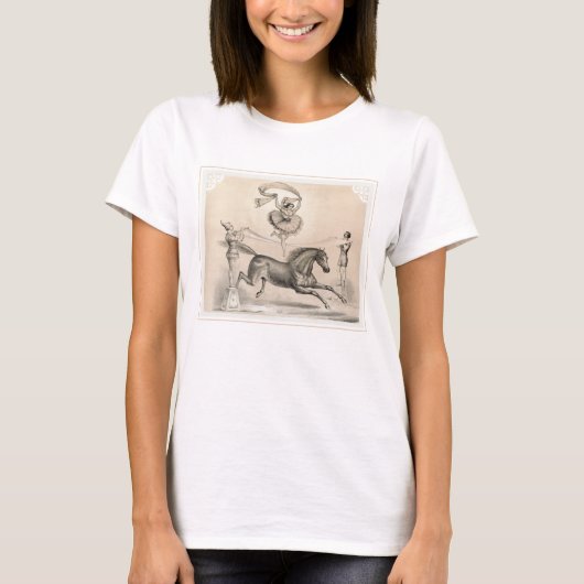 Circus performer springen over een groot lint t-shirt (Voorkant)