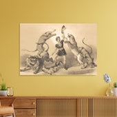 Circus performer staande tussen gemene dieren canvas afdruk (Insitu (Woonkamer))