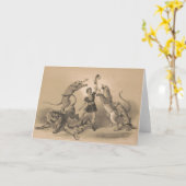 Circus performer staande tussen gemene dieren kaart (Gele Bloem)