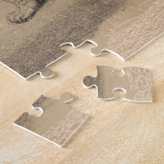 Circus performer staande tussen gemene dieren legpuzzel (Zijkant)