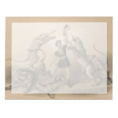 Circus performer staande tussen gemene dieren notitieblok (Voorkant)