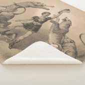 Circus performer staande tussen gemene dieren sherpa deken (3/4)