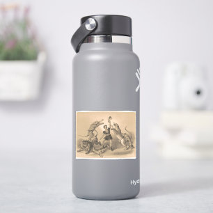 Circus performer staande tussen gemene dieren sticker