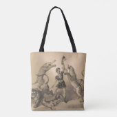 Circus performer staande tussen gemene dieren tote bag (Achterkant)