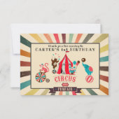 Circus Persoonlijke verjaardag Dank u Bedankkaart (Voorkant)