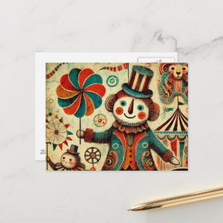  Circus Pinwheel Clown Collage Briefkaart