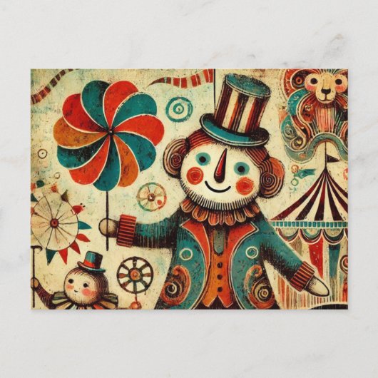  Circus Pinwheel Clown Collage Briefkaart (Voorkant)