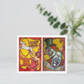 Circus Poster Briefkaart - Honden & Clowns (Staand voorkant)