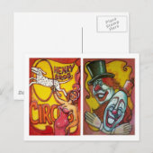 Circus Poster Briefkaart - Honden & Clowns (Voorkant / Achterkant)