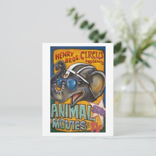 Circus Poster Briefkaarten - Shorty the Elephant (Staand voorkant)