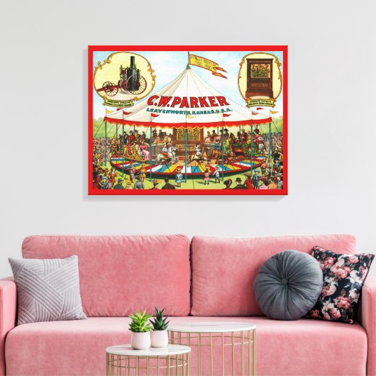 Circus Poster. C.W. Parker. Canvas Afdruk (Insitu (Woonkamer))