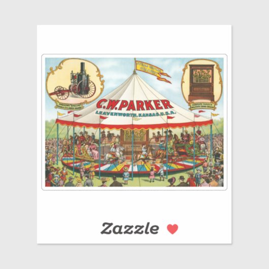 Circus Poster. C.W. Parker. Sticker (Vel)