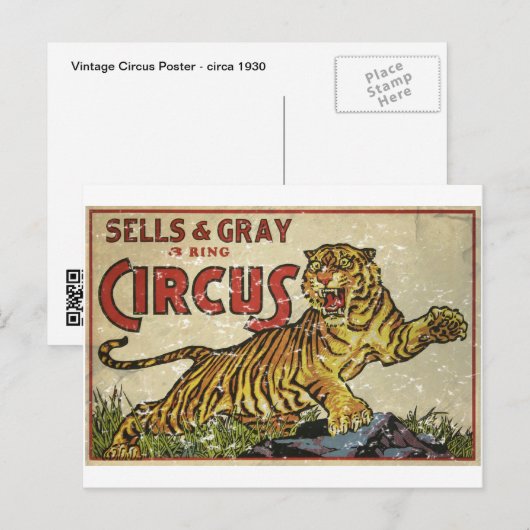  Circus Poster - circa 1930 - in nood Briefkaart (Voorkant / Achterkant)