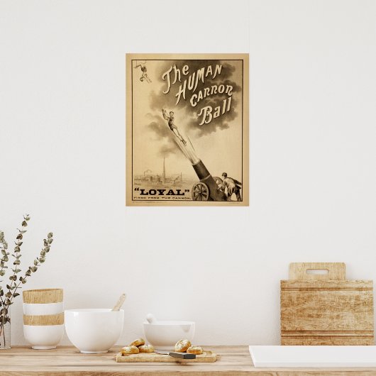  Circus Poster De menselijke kanonballonretro (Keuken)