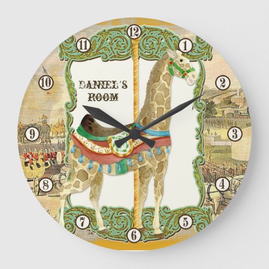  Circus Poster, Giraffe Baby Room Clock Grote Klok (Voorkant)