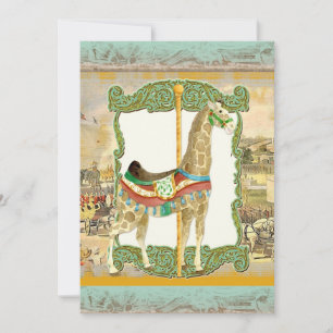  Circus Poster, Giraffe Baby shower Kaart