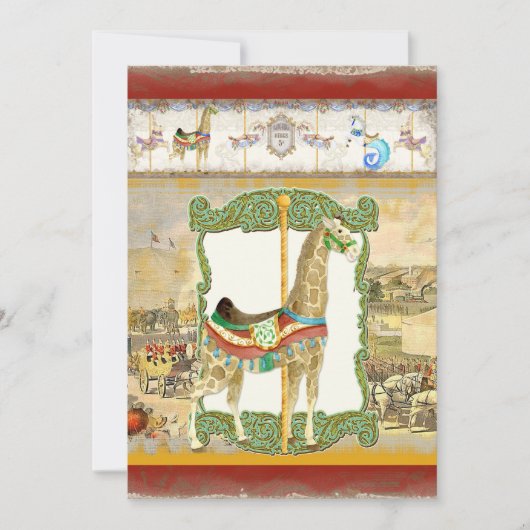  Circus Poster, Giraffe Baby shower Kaart (Voorkant)