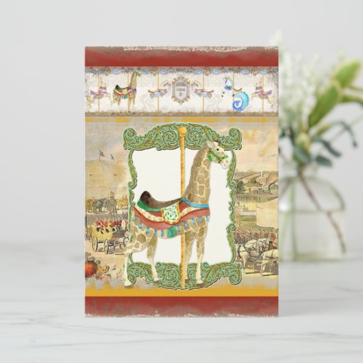  Circus Poster, Giraffe Baby shower Kaart (Staand voorkant)