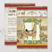  Circus Poster, Giraffe Baby shower Kaart (Voorkant / Achterkant)