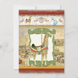  Circus Poster, Giraffe Baby shower Kaart