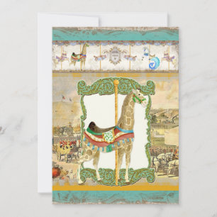  Circus Poster, Giraffe Baby shower Kaart