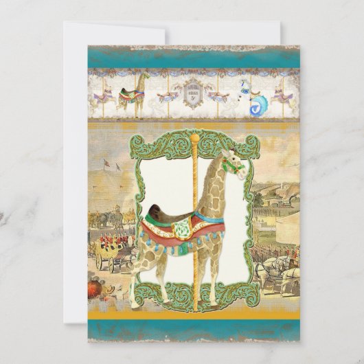  Circus Poster, Giraffe Baby shower Kaart (Voorkant)