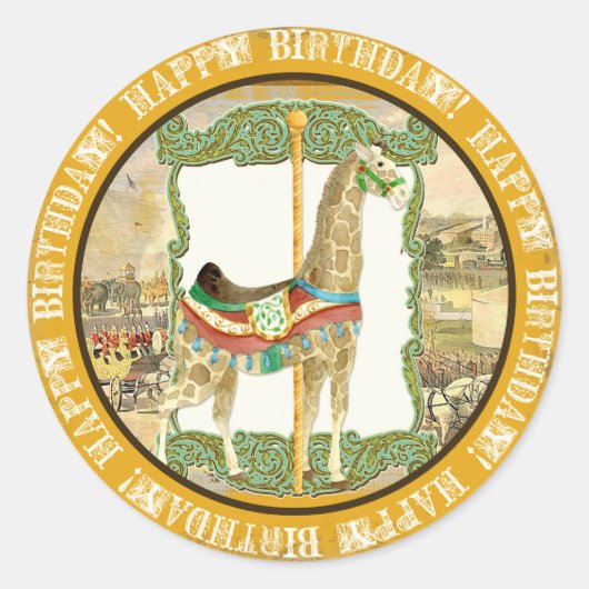 Circus Poster, Giraffe Baby shower Ronde Sticker (Voorkant)
