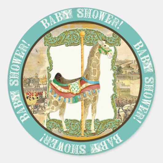  Circus Poster, Giraffe Baby shower Ronde Sticker (Voorkant)