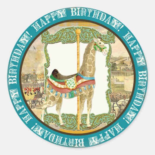  Circus Poster, Giraffe Baby shower Ronde Sticker (Voorkant)