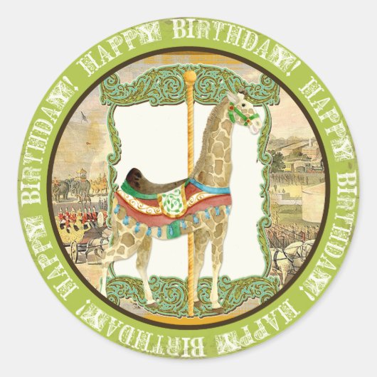  Circus Poster, Giraffe Baby shower Ronde Sticker (Voorkant)
