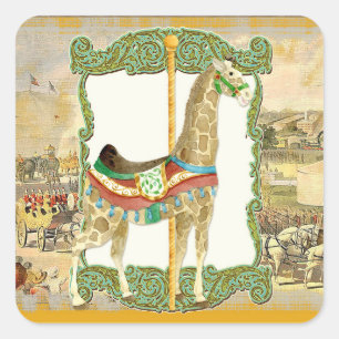 Circus Poster, Giraffe Baby shower Vierkante Sticker