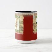 Circus Poster, Giraffe Carrousel Carnaval Tweekleurige Koffiemok (Center)