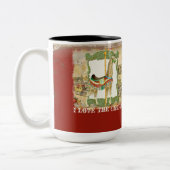 Circus Poster, Giraffe Carrousel Carnaval Tweekleurige Koffiemok (Links)