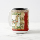  Circus Poster, Giraffe Carrousel Carnaval Tweekleurige Koffiemok (Voorkant links)