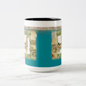  Circus Poster, Giraffe Carrousel Carnaval Tweekleurige Koffiemok (Center)