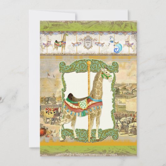 Circus Poster, Giraffe Verjaardagsfeest Kaart (Voorkant)
