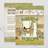 Circus Poster, Giraffe Verjaardagsfeest Kaart (Voorkant / Achterkant)