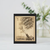  Circus Poster Human Canon Ball circa 1879 Briefkaart (Staand voorkant)