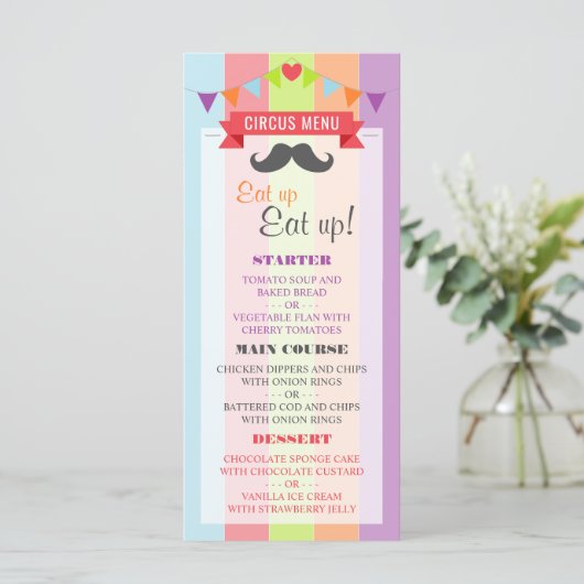  Circus Poster Kinderdagmenu Menu (Staand voorkant)