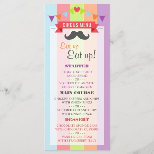  Circus Poster Kinderdagmenu Menu (Voorkant)